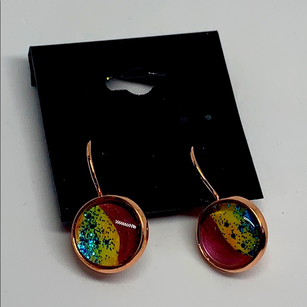 Copper art glass earrings